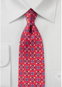 Cravatta con ornamenti floreali rossi
