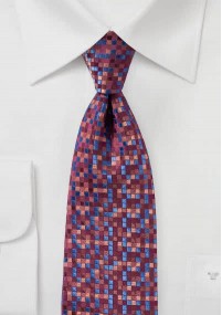 Krawatte Kästchen-Muster bordeaux ultramarin