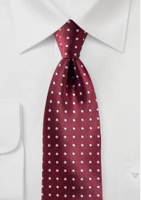 Cravatta da uomo con design a pois rosso vino