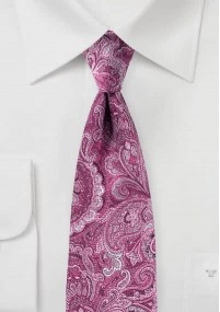 Überschäumende Paisleymuster-Krawatte dunkelrosa