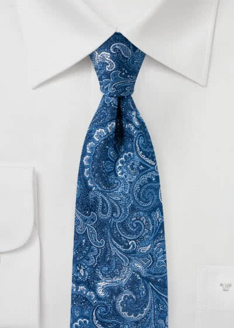 Cravatta da uomo con motivo Paisley esuberante Blu