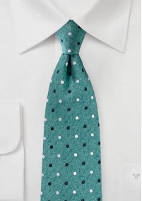 Cravatta business a pois in denim verde scuro