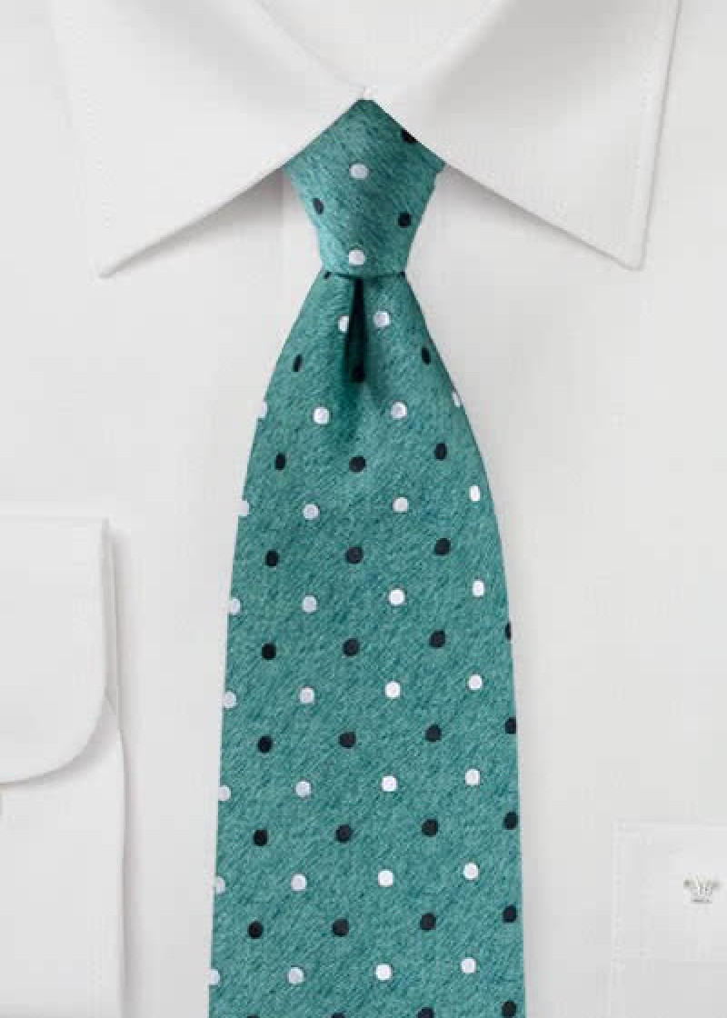 Cravatta business a pois in denim verde scuro
