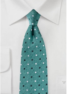 Cravatta business a pois in denim verde scuro