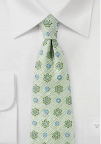 Cravatta con motivo floreale verde chiaro