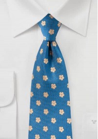 Cravatta dal look retrò con fiori blu acciaio