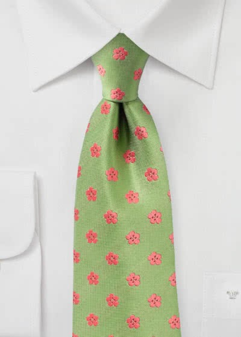 Cravatta stile retrò Fiori Preziosi Verde