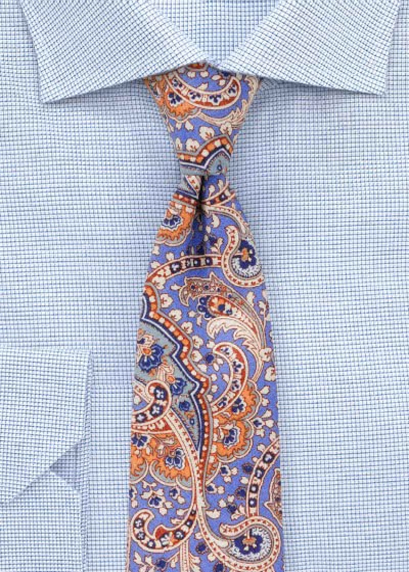 Cravatta business con motivo paisley blu cielo