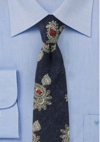 Cravatta con motivo Paisley in cotone blu...