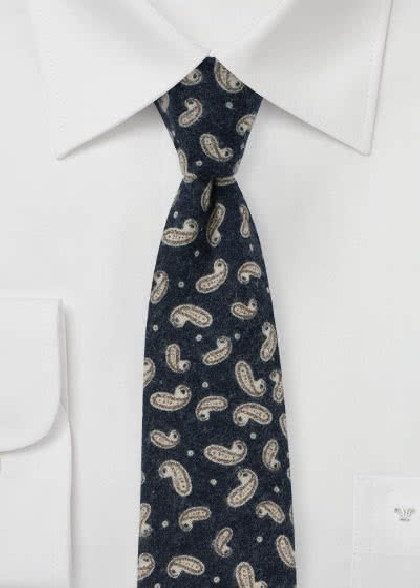 Paisley-Motiv-Krawatte Baumwolle nachtblau