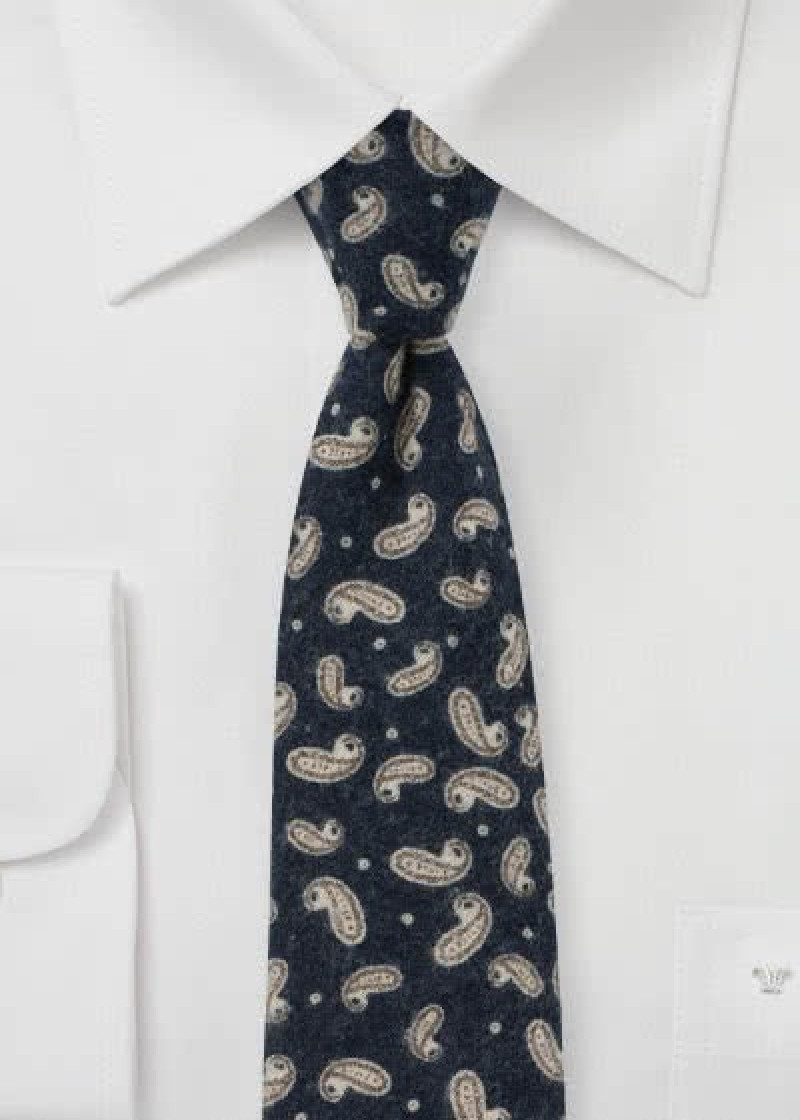 Cravatta Paisley Uomo Cotone navy