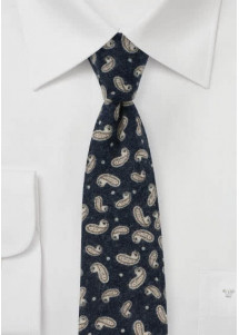 Cravatta Paisley Uomo Cotone navy