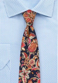 Cravatta con grande motivo floreale colorato