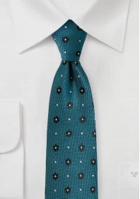 Cravatta con fiori blu e verde