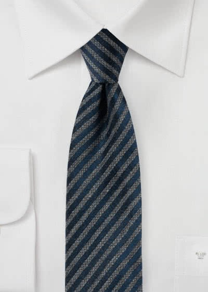 Cravatta da uomo argento grigio blu navy opaco