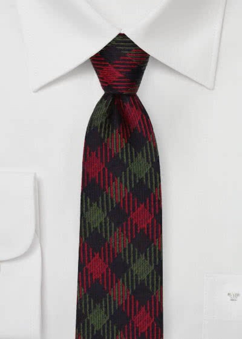 Cravatta business in lana verde ciliegia rossa