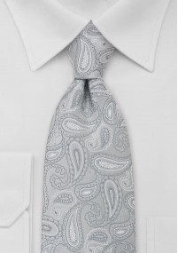 Cravatta argento bianco paisley